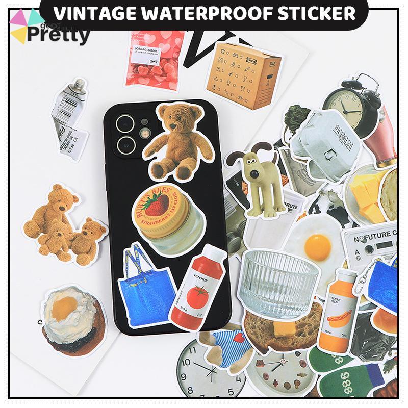 Hitam Putih Stiker Vintage Gaya Korea Casing Ponsel Gelas Air Tahan Air Stiker - PD