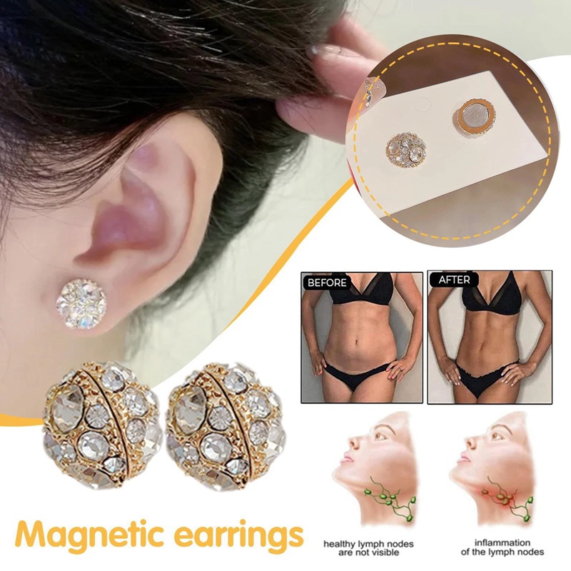 Penurunan Berat Badan Magnet Anting Zirkon Kristal Kuat Terapi Magnet Pelangsing Perawatan Kesehatan Power Klip Anting Pesta Pernikahan Perhiasan