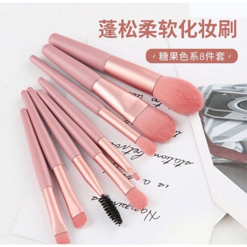 TC251 Kuas Macaron High Quality | Set Makeup 8pcs Set Brush Travel Make Up Brush Kosmetik