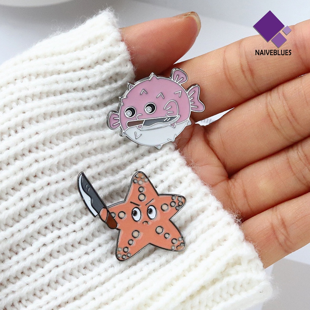 &lt; Naiveblues &gt; Lapel Pin Electroplating High Gloss Geometris Kepribadian Menghias Anti Karat Hewan Laut Pin Pakaian