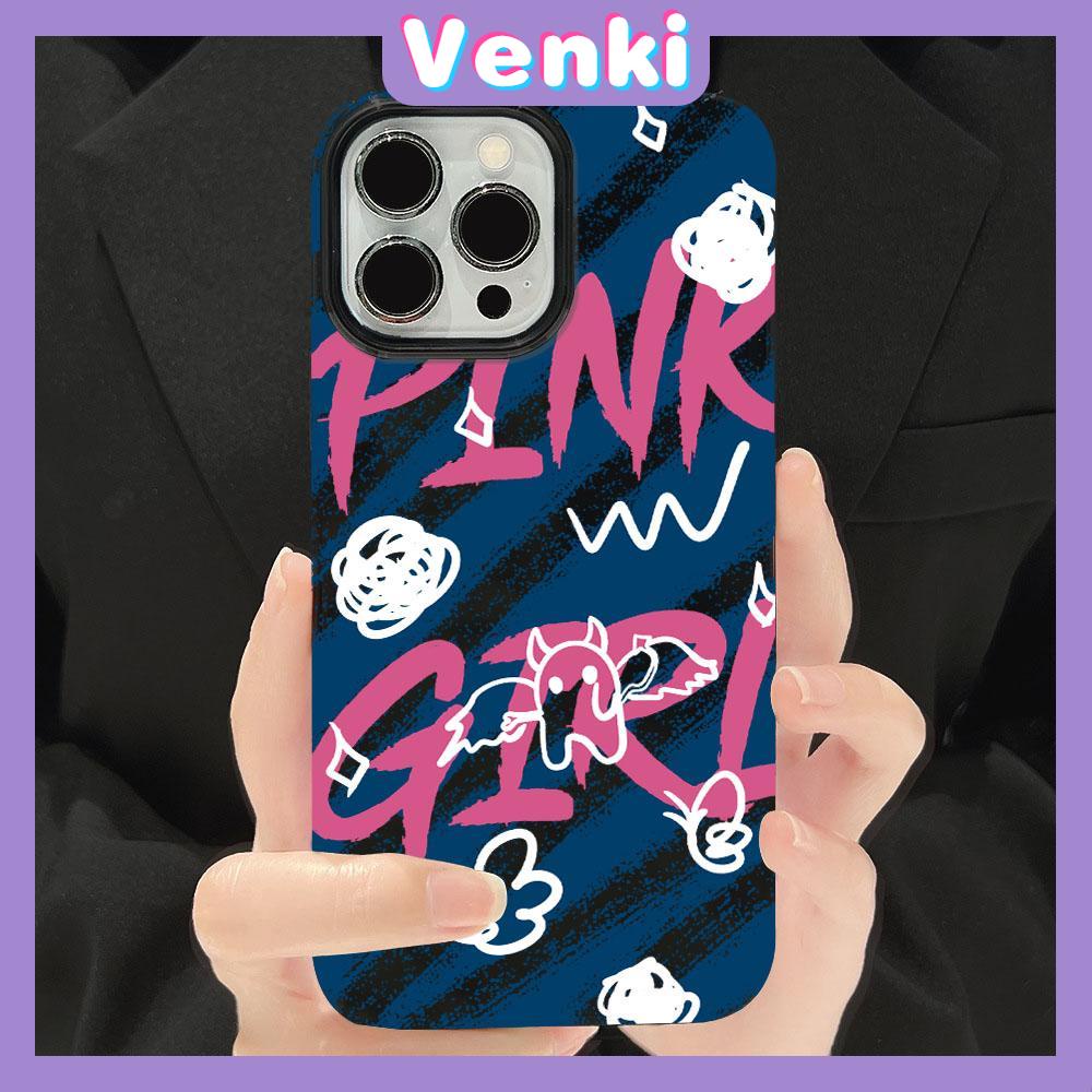 VENKI - For iPhone 11 Phone Case Black Glossy TPU Soft Case Shockproof Protection Camera Graffiti Simple English Compatible with iPhone 14 13 Pro max 12 Pro Max xr xs max 7 8 Plus