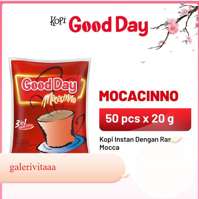 

Good Day Mocacinno 1 Bag ( Isi 50 Pcs x 20 Gram )