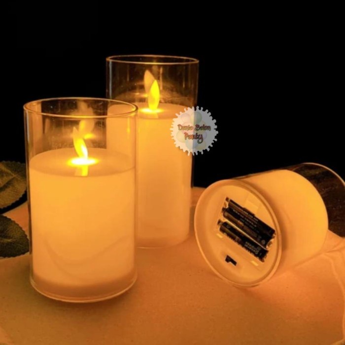 DM7 A3 Lilin Led Goyang Gelas / Smokeless Elektric Candle Glas 10 cm