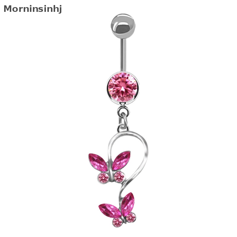 Mornin Cincin Pusar Perut Untuk Wanita Trendi Pink Kupu-Kupu Desain Kucing Lucu Sexy Fashion Navel Rings Stainless Steel Jewelry id