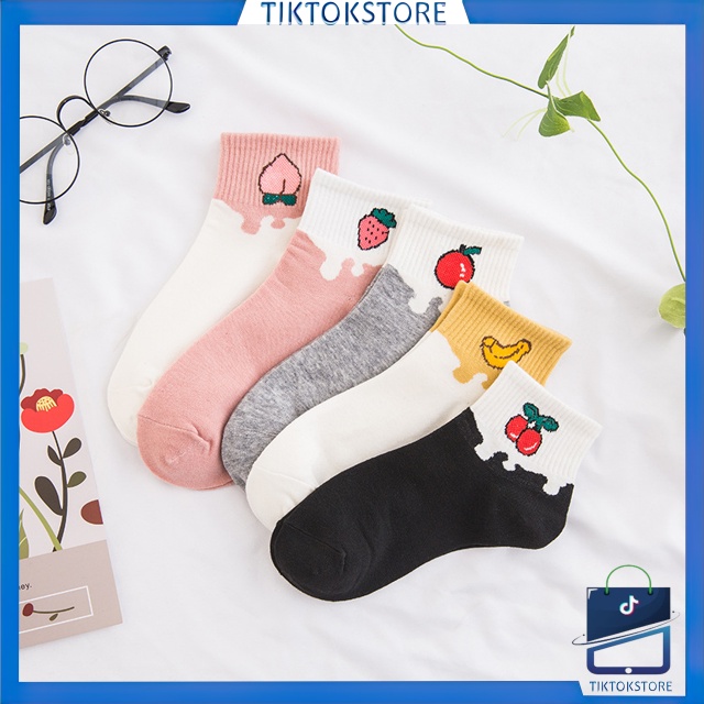 TIKTOK - D2029 Korean Style Socks / Kaos Kaki Buah K5698 / Kaos Kaki Motif Karakter Buah / Kaos Kaki Pendek Import / Kaos Kaki Semata Kaki / Socks Ankle Fruit