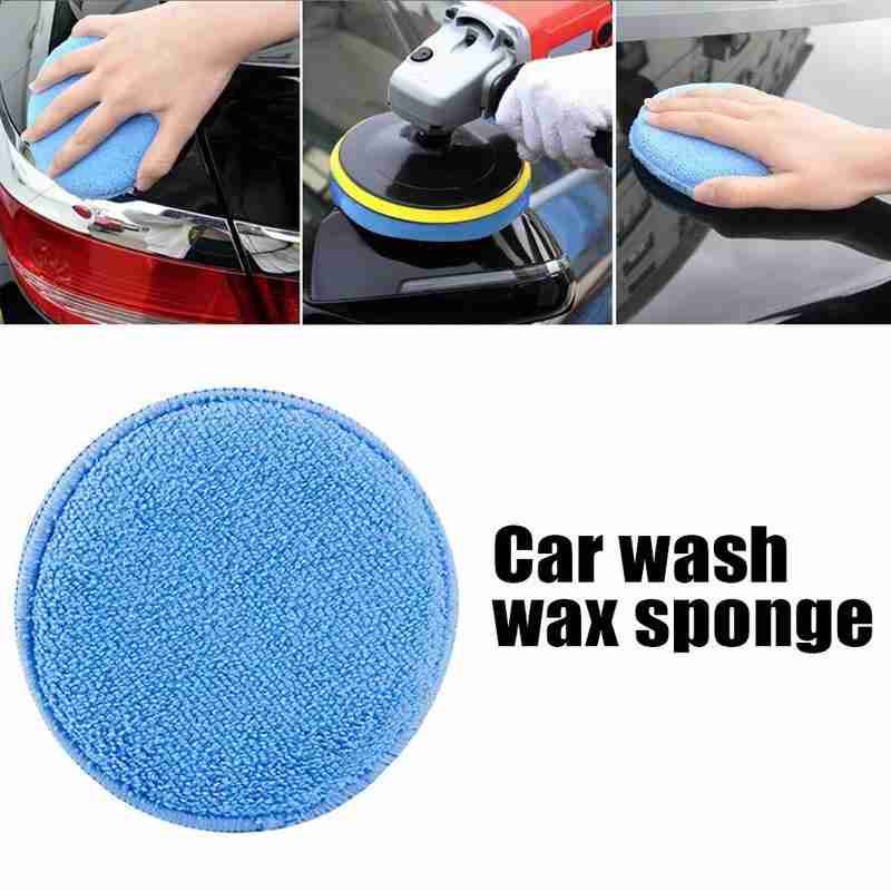 6pcs Spons Poles Mobil Bulat Microfiber Lembut Auto Care Wax Aplikator Pads Car Waxing Poles Perawatan Cat Buff Pads Microfiber Wax Aplikator Sponge Pads Dengan Saku Jari