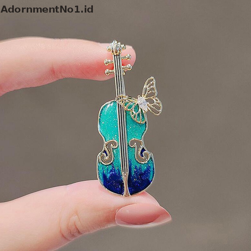 [AdornmentNo1] Violin Vintage Biru Bros Fashion All-match Individu Korsase Kerah Pin Tas Gaun Kerah Pin Perhiasan Aksesoris Pakaian [ID]