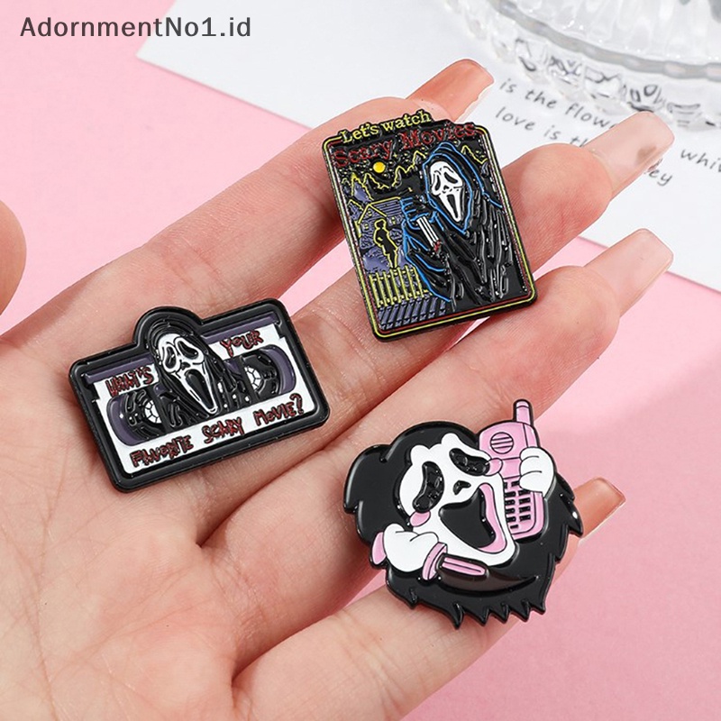 [AdornmentNo1] Fashion Berlebihan Gaya Punk Tanpa Wajah Laki-Laki Paduan Enamel Bros Kepribadian Lucu Tengkorak Dengan Lencana Pin Aksesoris Hadiah [ID]