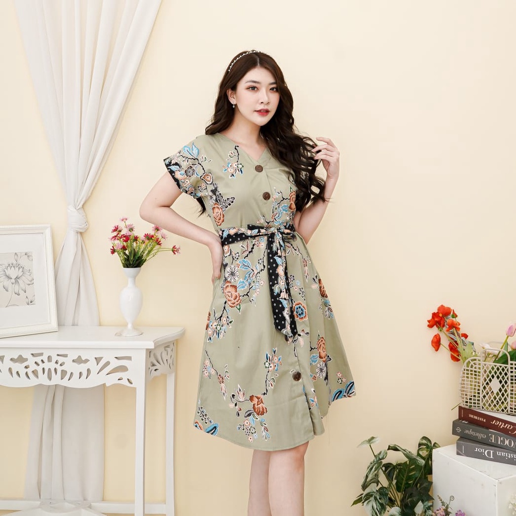 Evercloth Wela Dress Batik Modern Wanita Gaun Terusan Jumbo