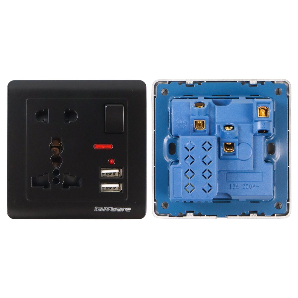 Taffware Stop Kontak Universal UK EU US 5 Hole Socket On Off Switch - DZ-E2-11