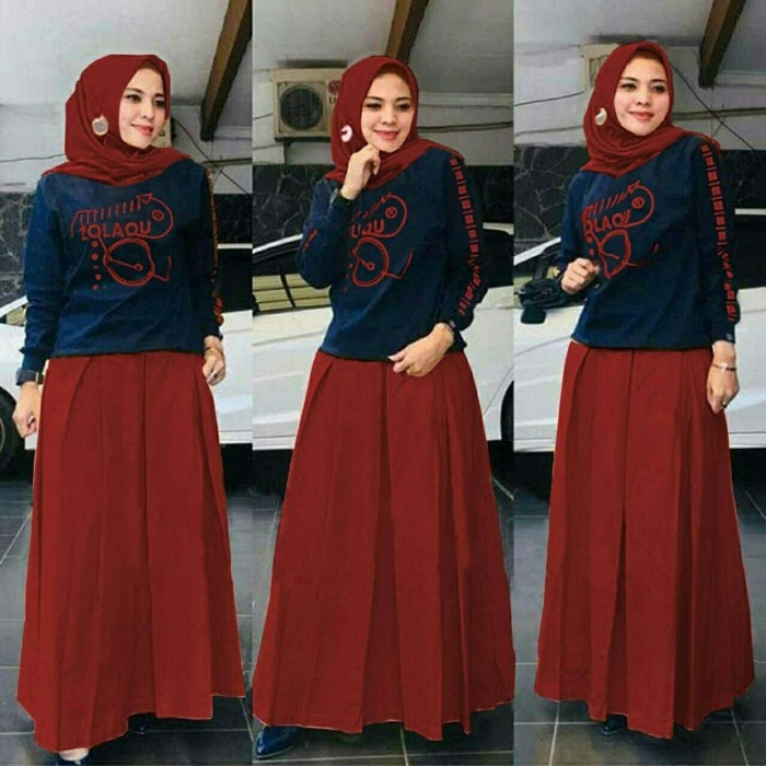 Set Rok Wanita Muslim Naomi/Set Wanita Rok Muslim Fashion/Setelan Rok - Mustard