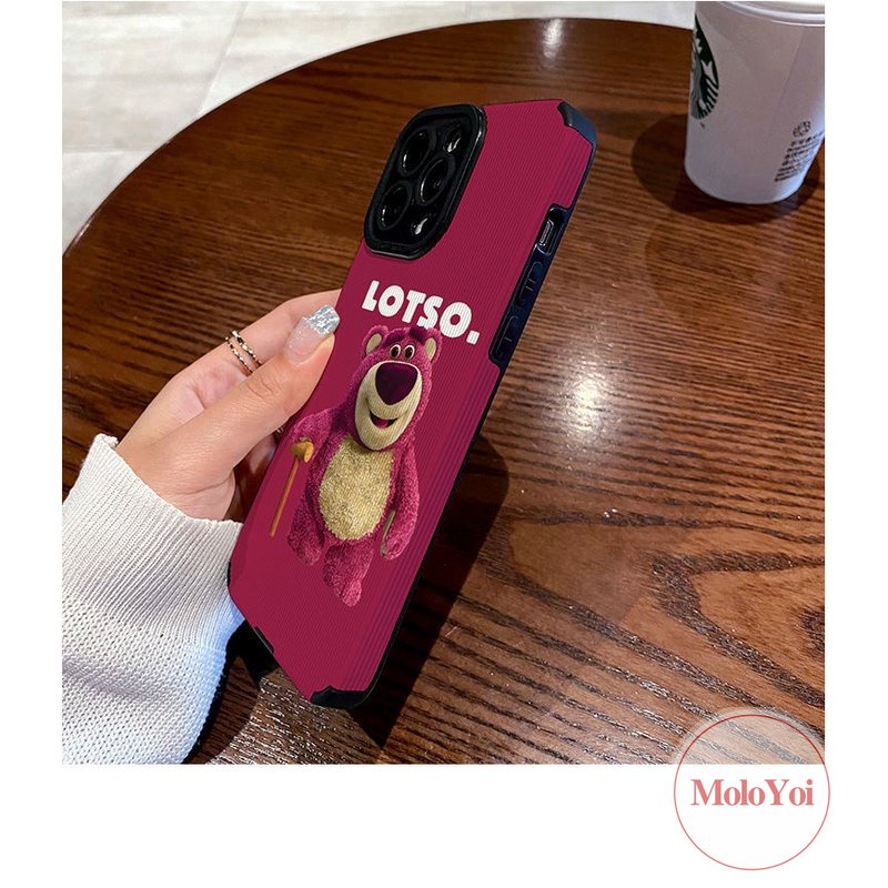 Casing Silikon Lembut Tekstur Kulit Mewah Kompatibel Untuk iPhone 7Plus XR XS X Max11 13 12 14 Pro Max7 8 Plus Lovely Kartun Strawberry Bear Manyo Phone Cover