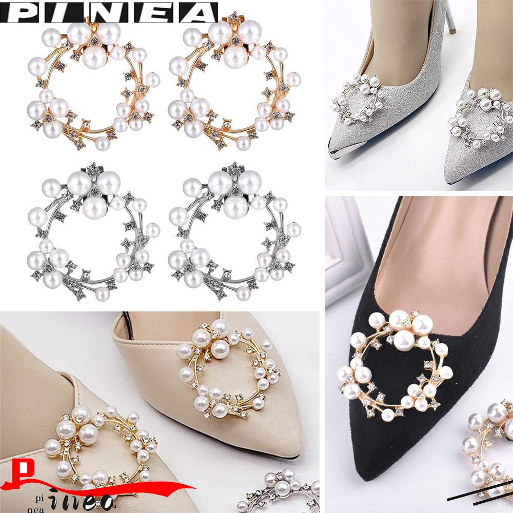 Nanas High Heels Gesper Mode Dilepas Mutiara Berlian Imitasi DIY Gesper Sepatu