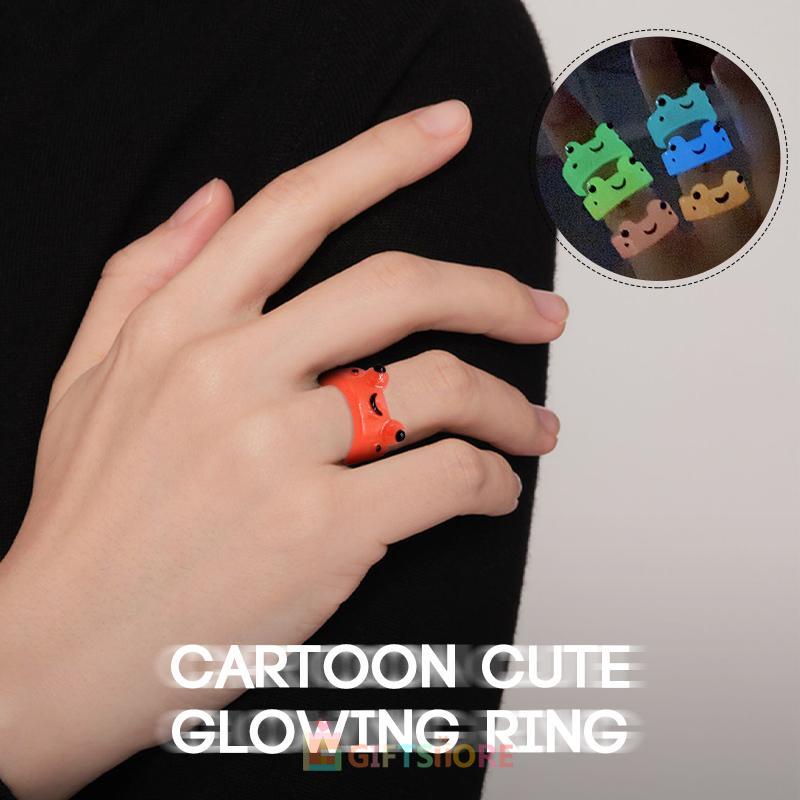 ✨COD Cincin resin katak bercahaya Kartun binatang berwarna-warni Cincin jari yang lucu-GS