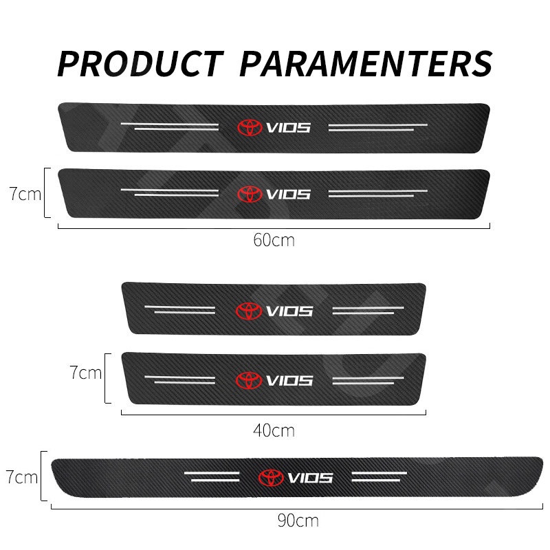 Toyota Vios Carbon Fiber Car Door Sticker Protector Auto Threshold Strips Sticker Anti Gores