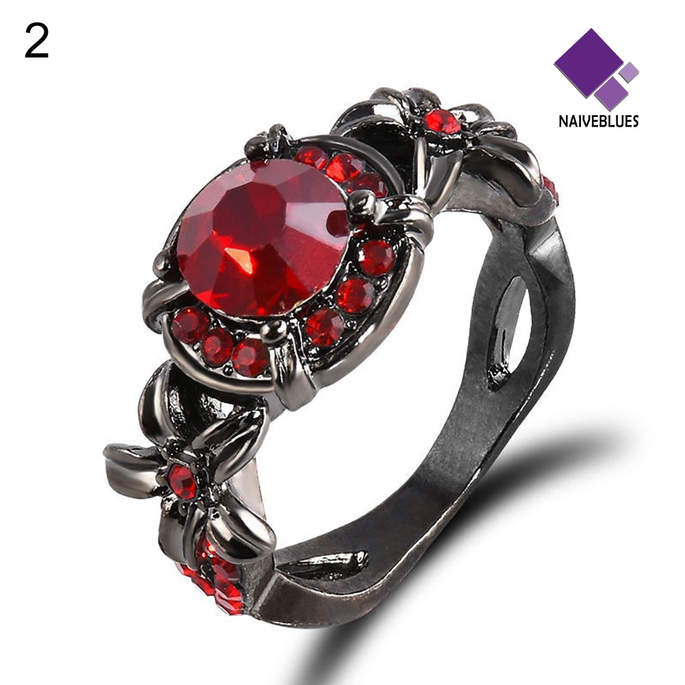 &lt; Naiveblues &gt; Wanita Buatan Retro Safir Ruby Berlian Imitasi Pernikahan Pertunangan Cincin