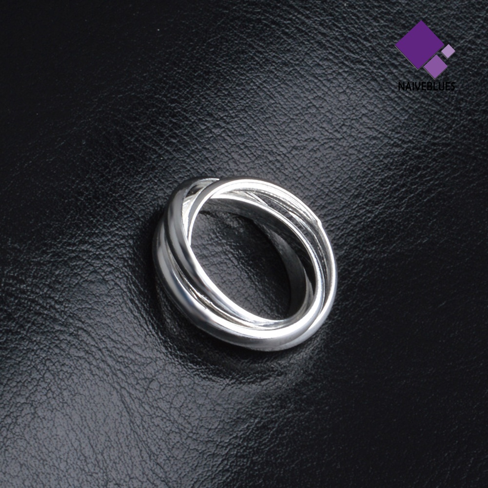 &lt; Naiveblues &gt; Wanita Kreatif Halus 3circles Cross Finger Cincin Hadiah Perhiasan Pernikahan