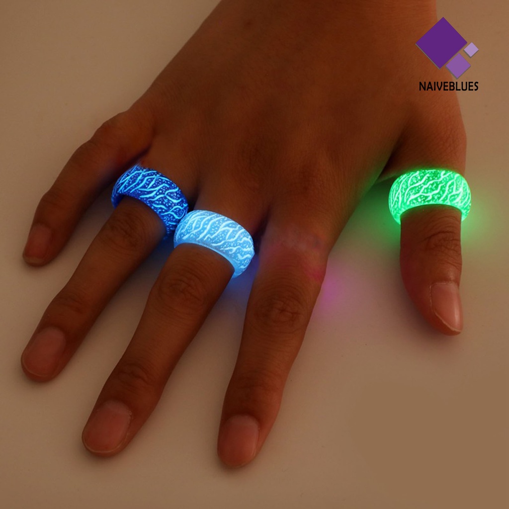&lt; Naiveblues &gt; Kreatif Unisex Pola Retak Bercahaya Glow Cincin Perhiasan Fashion