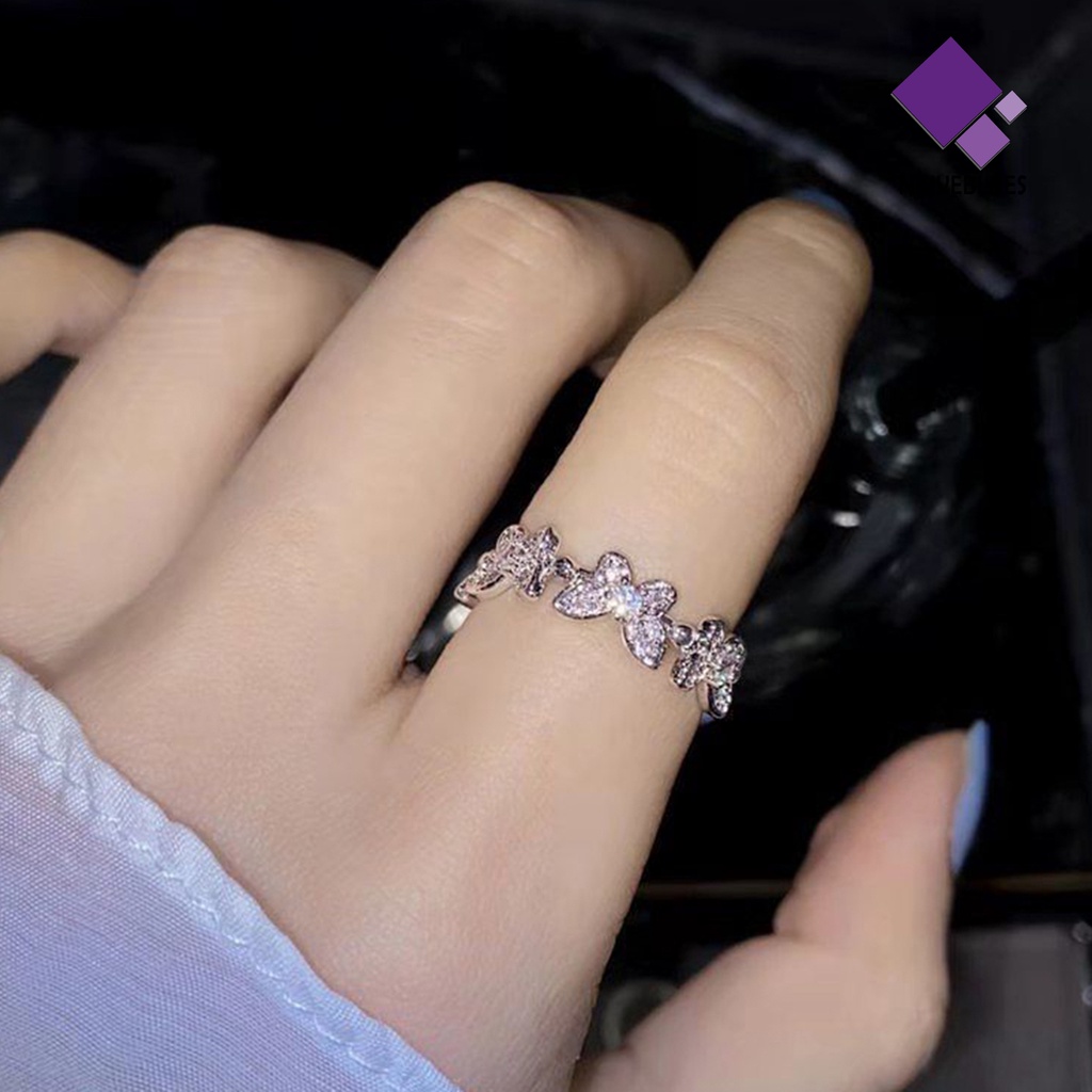&lt; Naiveblues &gt; Cincin Jari Kupu-Kupu Pembukaan Perhiasan Adjustable Gaya Korea Ring Engagement
