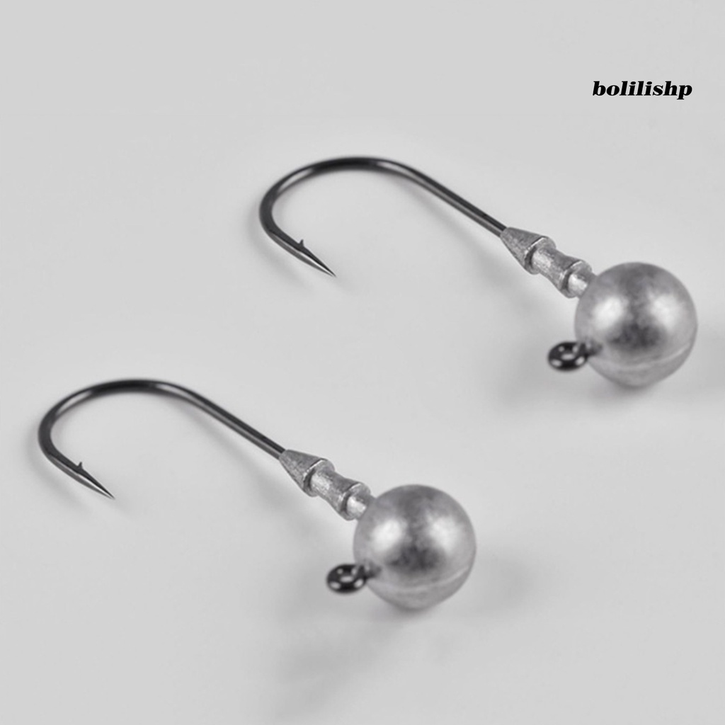 Bo-10pcs 3.5g-14g Memancing Kait Berduri Shank Paruh Umpan Paruh Kait Tajam Baja Karbon Tinggi Bulat Bola Jig Kepala Kait Untuk Air Tawar Air Asin