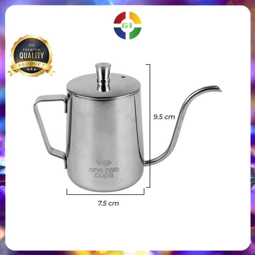 Teko Pitcher Kopi Teapot Drip Kettle Cup Stainless Steel 350 ml Silver