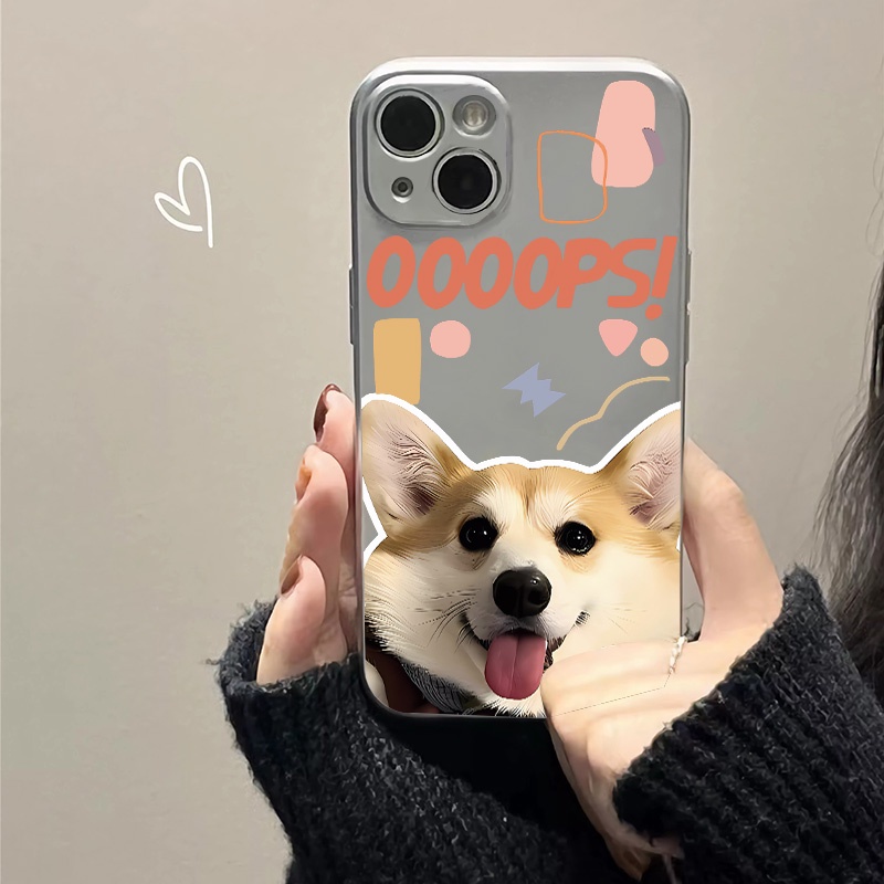 IPHONE Casing Ponsel Electroplate Lembut Anjing Lucu Kompatibel Untuk Iphone14 13 12 11 Pro XS Max XR X8 +7 6S Plus Casing Mini TPU Silikon Shockproof Cover