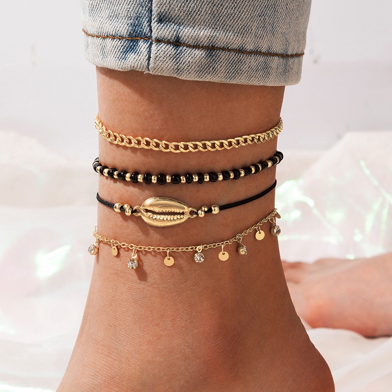 Ahellogirl Gelang Kaki Berpohon Banyak Lapis Emas Pantai Musim Panas Untuk Wanita