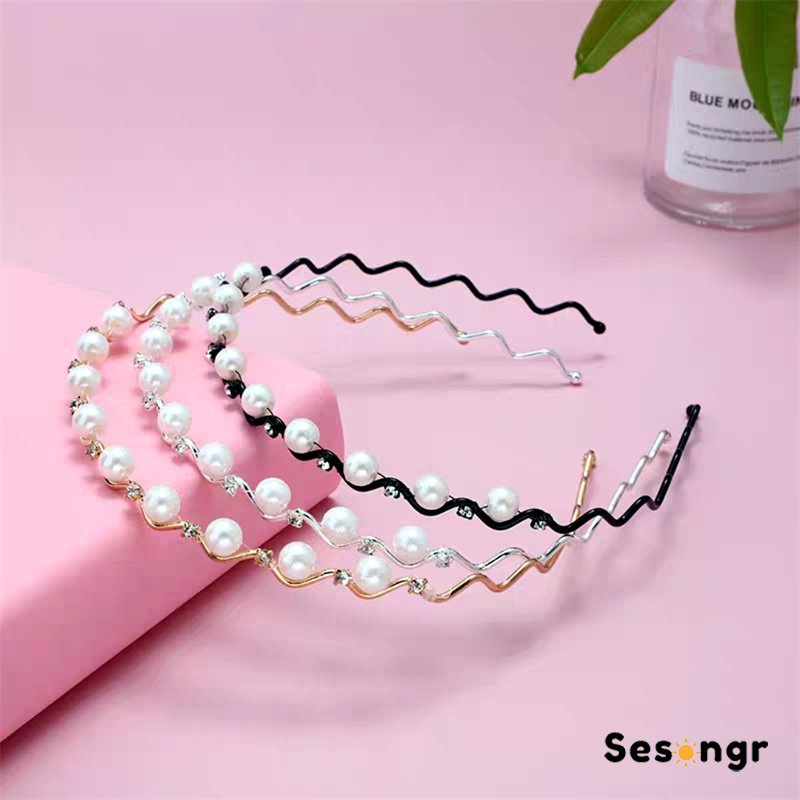 Mutiara Jepit Rambut  Bando Berlian  Gaya Korea Wanita Headband Aksesoris Rambut - SG