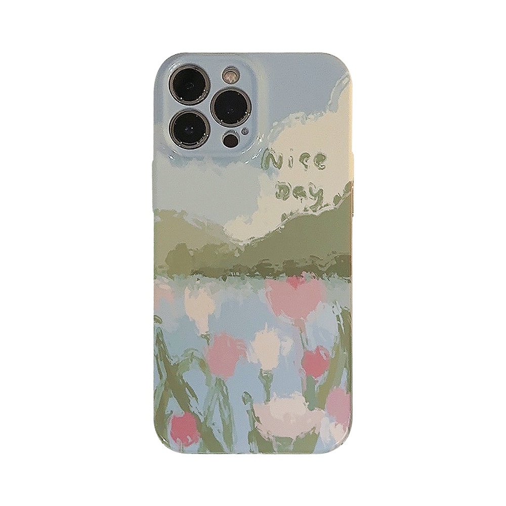 Ins Lukisan Cat Minyak Tulip Willow Creek Hard Shell Fotografi Film Case Untuk Iphone SE 2020 7 /8 Plus 14x XR XM 11 12 13 PRO MAX Casing Cover Pelindung AT0259