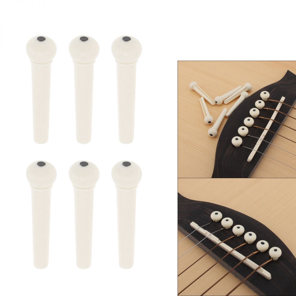 6pcs/lot Pasak Gitar Pengganti Plastik ABS Top Black Dot Pin Jembatan Gitar Akustik