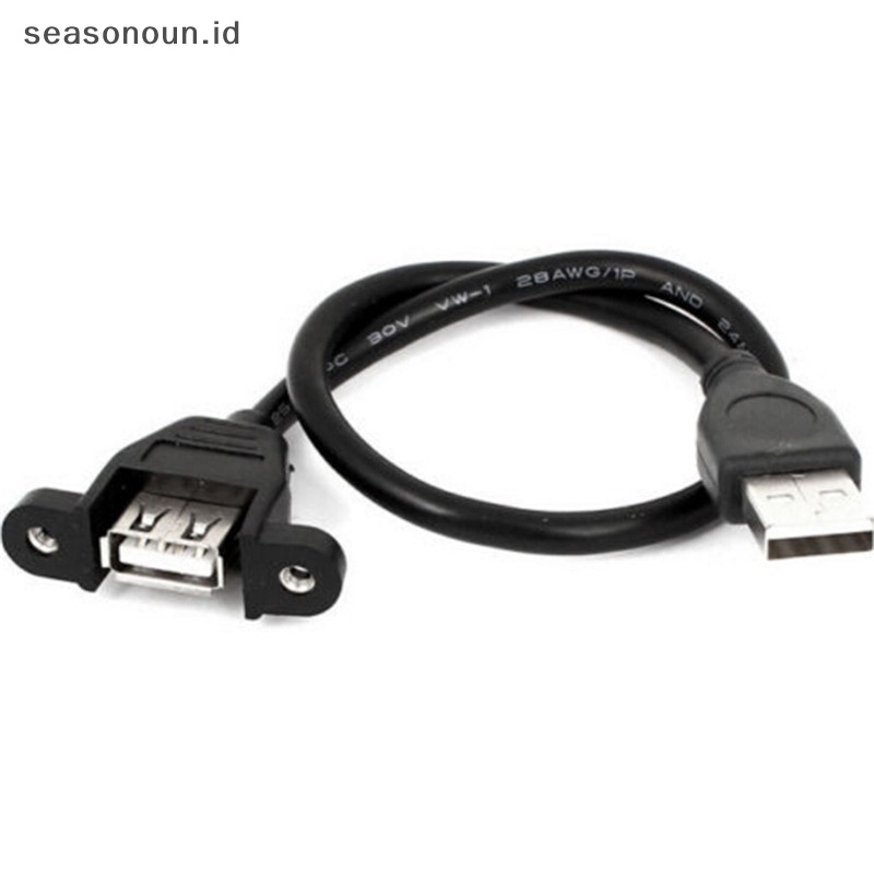 Seasonoun 60cm USB 2.0 A Male To A Female Panel Mount Moung Screw Lock Extension Cable.