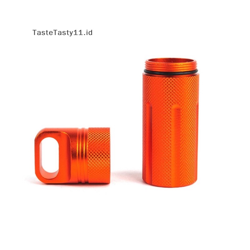 Tastetasty Aluminium Alloy Botol Wadah Pil Kedap Udara Portabel Outdoor Single Chambe.