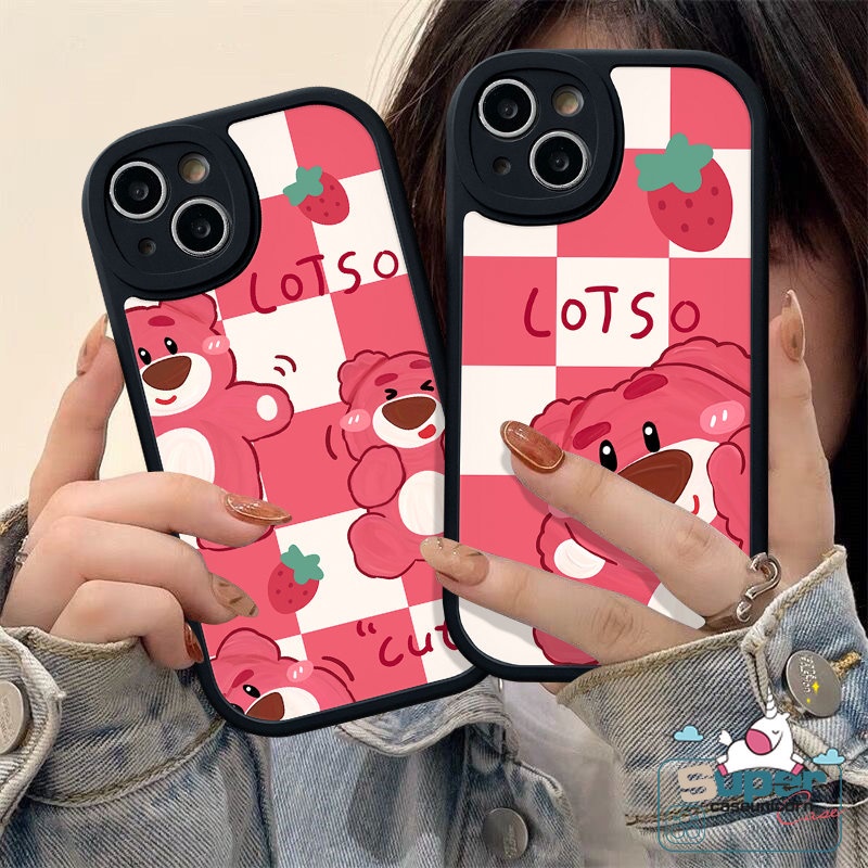 Kartun Fashion Indah Manyo Ponsel Case Untuk Infinix Note 8 Hot 11 Play 10 Play 9 Play Smart 6 5 Hot 10s 10T 11s 10Lite Lembut Tpu Lucu Strawberry Bear Kisi Penutup Belakang