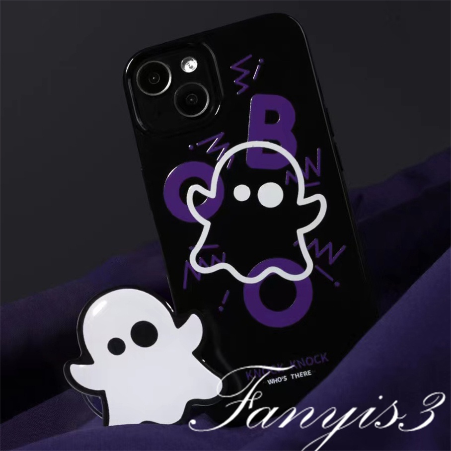 Compatible For iPhone 14 13 12 11 Pro Max X XR Xs Max 8 7 6 6s Plus SE 2020 Kompatibel Untuk Tren Hantu Kecil Keren Permukaan Glossy Casing Ponsel TPU Silikon Lembut Cover Pelindung