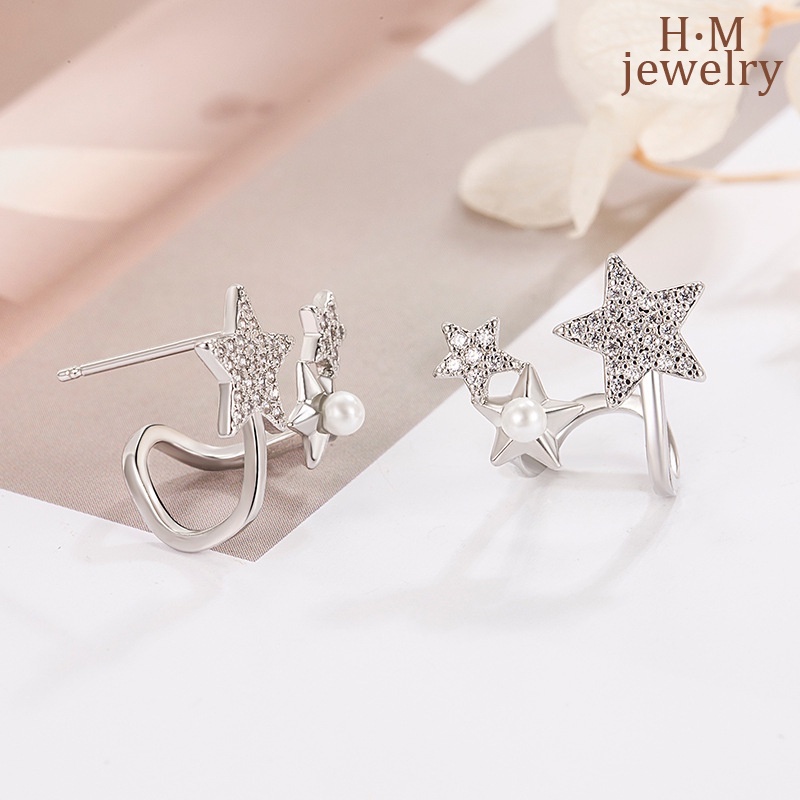 S925 Perak Mutiara Bintang Pejantan Anting2023 Baru Bermutu Tinggi Temperamen Anting