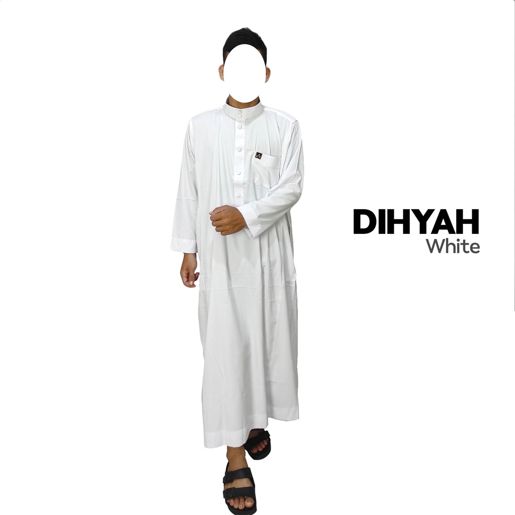 Jubah Pria Lengan Panjang Non Manset Polos Gamis Dihyah Premium Thobe Bahan Polyester Tesla