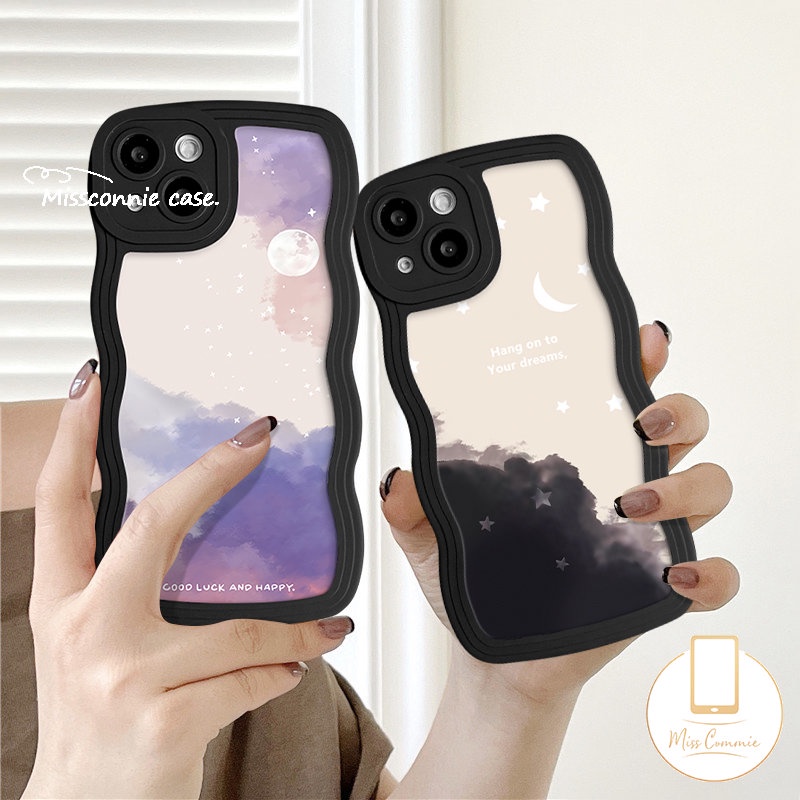 Case Pasangan Untuk Infinix Hot10 11s 10s 20s 9 12i 10Lite 8 12 Pro Hot 11 12 9 10 Main Cerdas4 6 5plus Note 12 G96 10 Pro Fantasi Langit Berbintang Bulan Bergelombang Tepi Lembut Sarung TPU