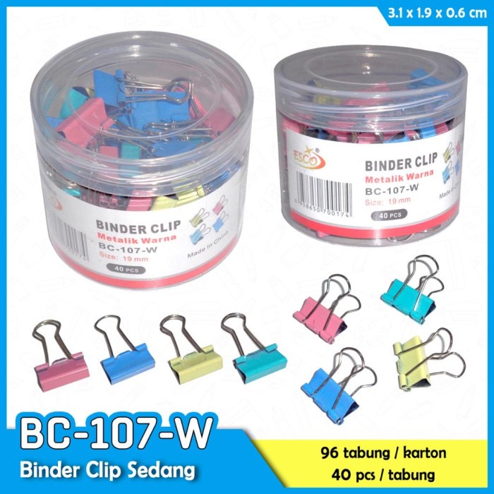 

binder clip / jepit kertas toples ukuran 19 mm isi 40 pc -ZiLOngSell