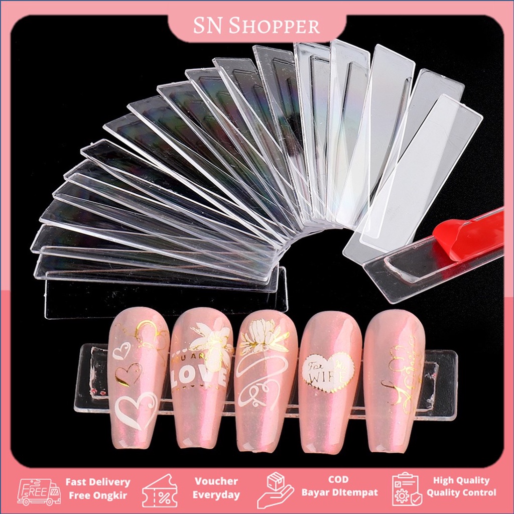 50pcs Stand Display Kuku Palsu Akrilik Transparan Nail Strip SK