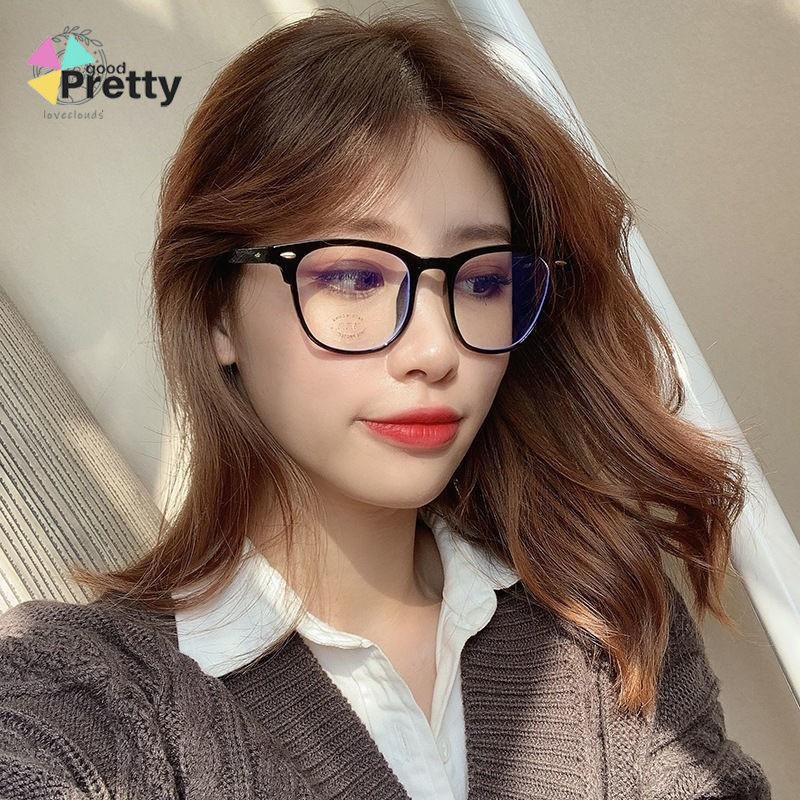 PROMO&amp; Kacamata Transparan Anti Radiasi Blueray Wanita Kacamata Korea Wanita Lensa Kacamata Photocromic Pria Fashion Retro Bentuk Kotak Eyeglasses P