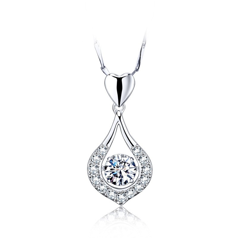 Goldkingdom Fashion Perhiasan Aksesoris Ready Stock Kepribadian Korea Bertatahkan Berbentuk Hati Liontin tender as Air Kalung Perempuan Klavikula Rantai