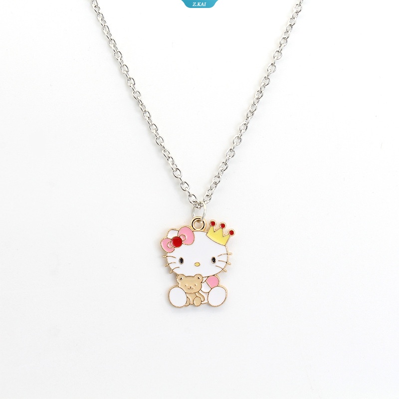 Kawaii Kalung Sanrio Hello Kitty Alloy Kalung Gadis Siswa Teman Childlike Fun Necklace Perhiasan Gadis Kerah Rantai [ZK]