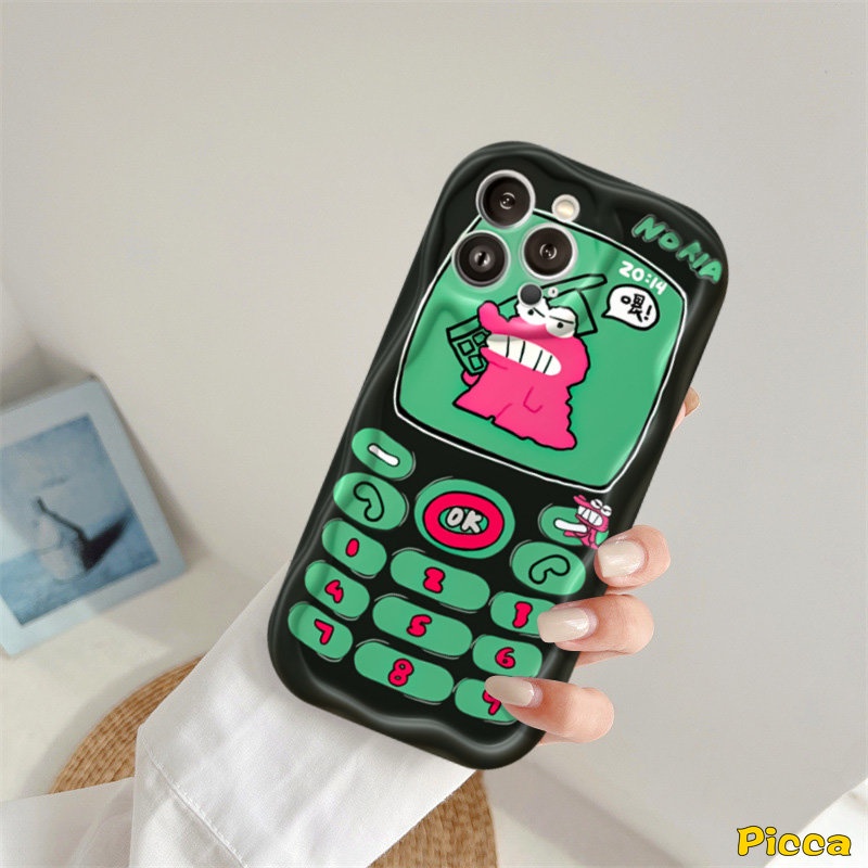 Untuk Realme C53 C35 C33 C12 C55 C31 C15 5c20 C21Y C25Y C25s C11 7i 6i 5i 5s C25 C30 C21 C17 C3 C20A Crocodile Strawberry Bear Manyo 3D Tepi Bergelombang Melengkung Kreatif Phone Button Case