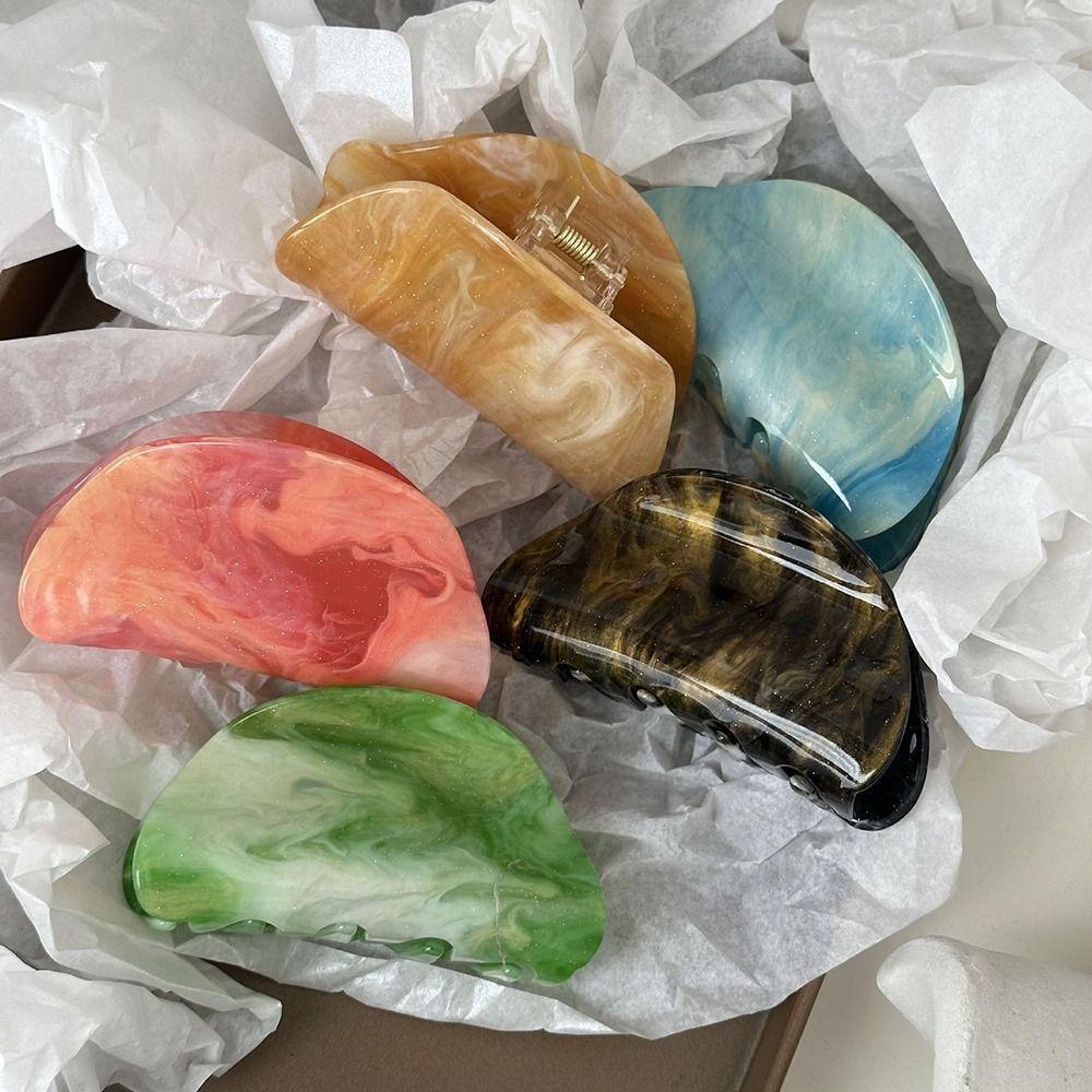 AUGUSTINA Langit Berbintang Cakar Rambut Kepribadian Elegan Geometris Untuk Gadis Asam Asetat Hiu Klip Hiasan Kepala Ponytail Holder Hiasan Kepala Wanita Hair Clip