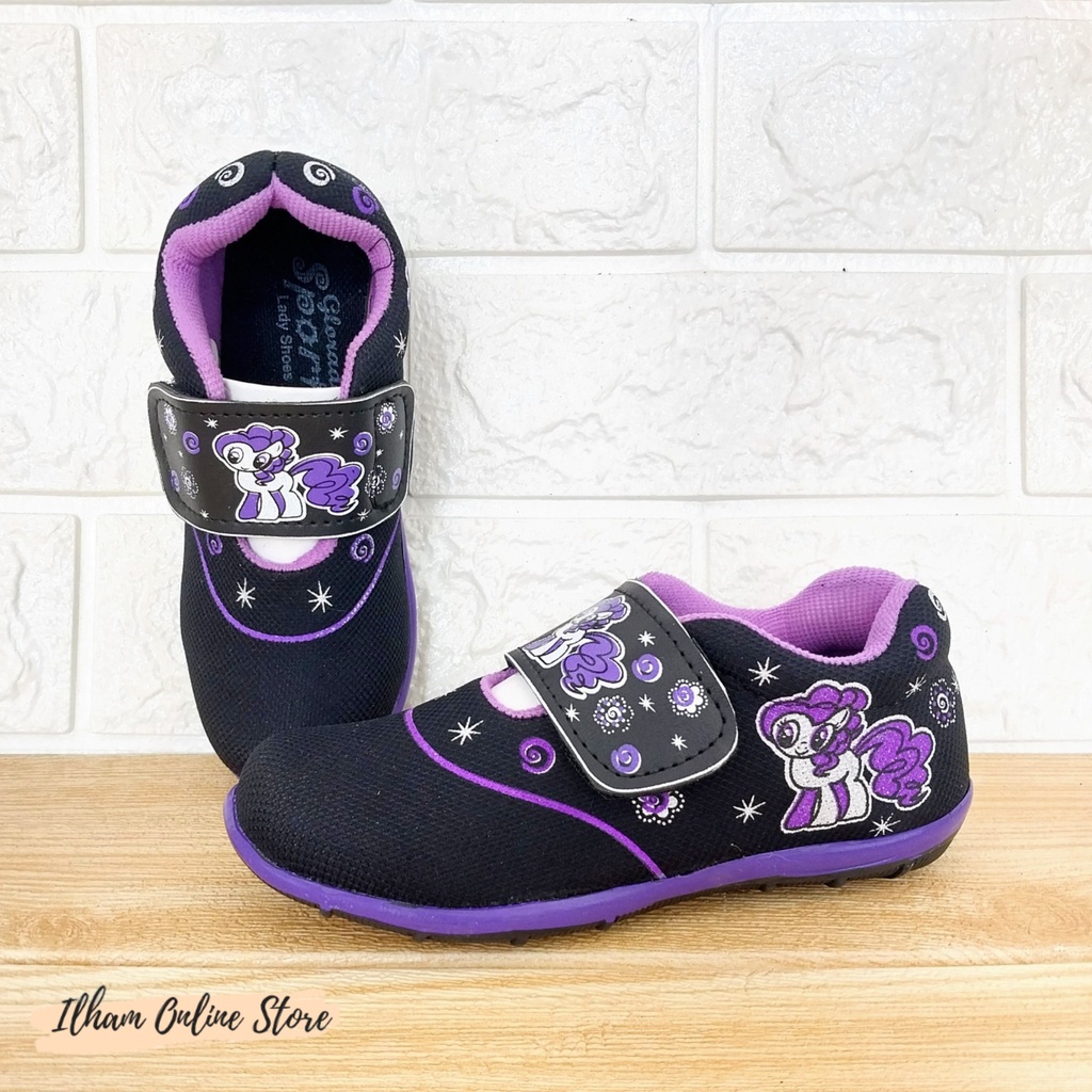 Sporty LB Little Pony Sepatu Anak Perempuan Size 26-35 Hitam Ungu