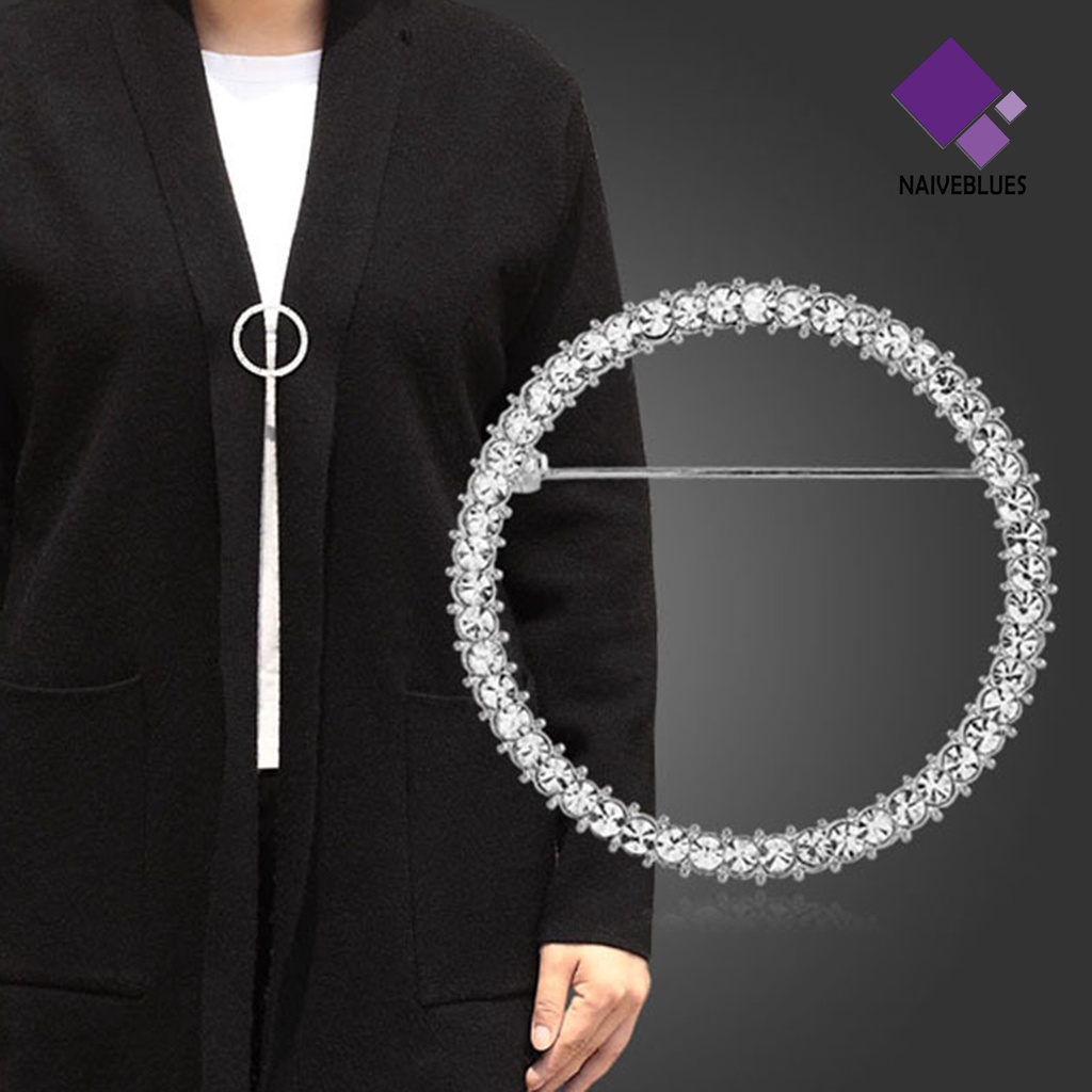 &lt; Naiveblues &gt; Lingkaran Berongga Anti-Exposure Selendang Klip Bersinar Berlian Imitasi Sweater Safety Pin Kostum