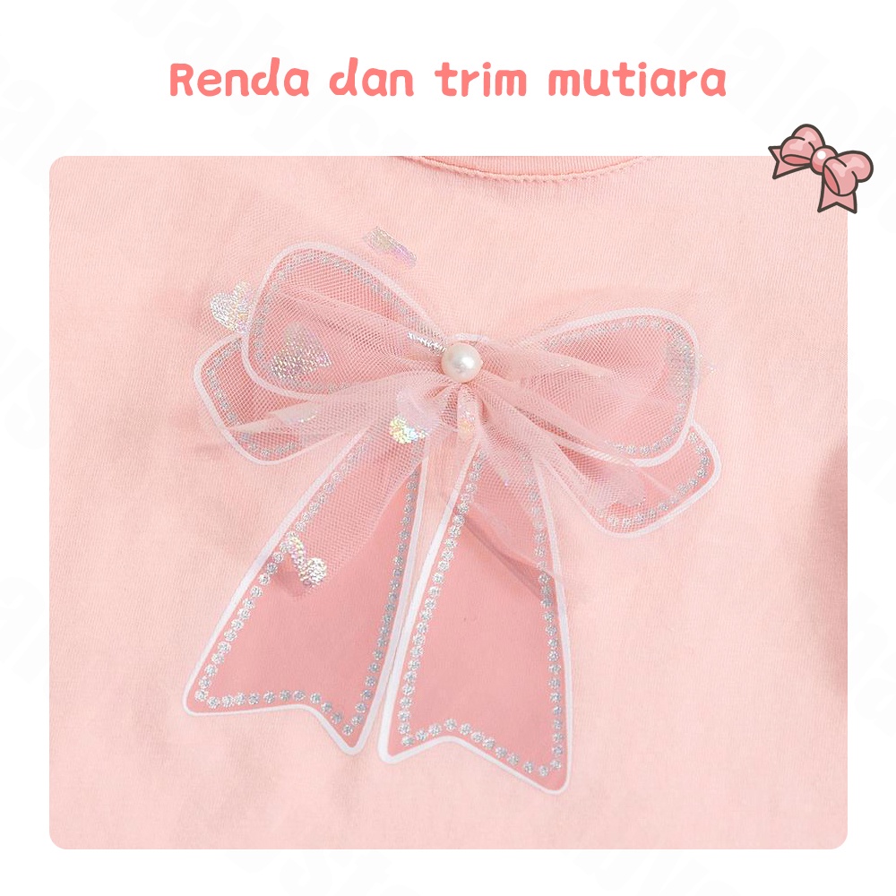 Halobaby Kaos anak perempuan lengan pendek/girl t-shirt pesta anak cewe/Baju anak