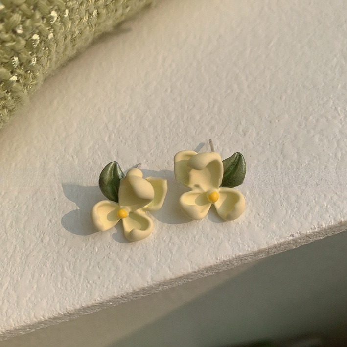 Green Gardenia Super Fairy Fresh Sweet Earrings Ear Studs Untuk Perempuan Yang Indah