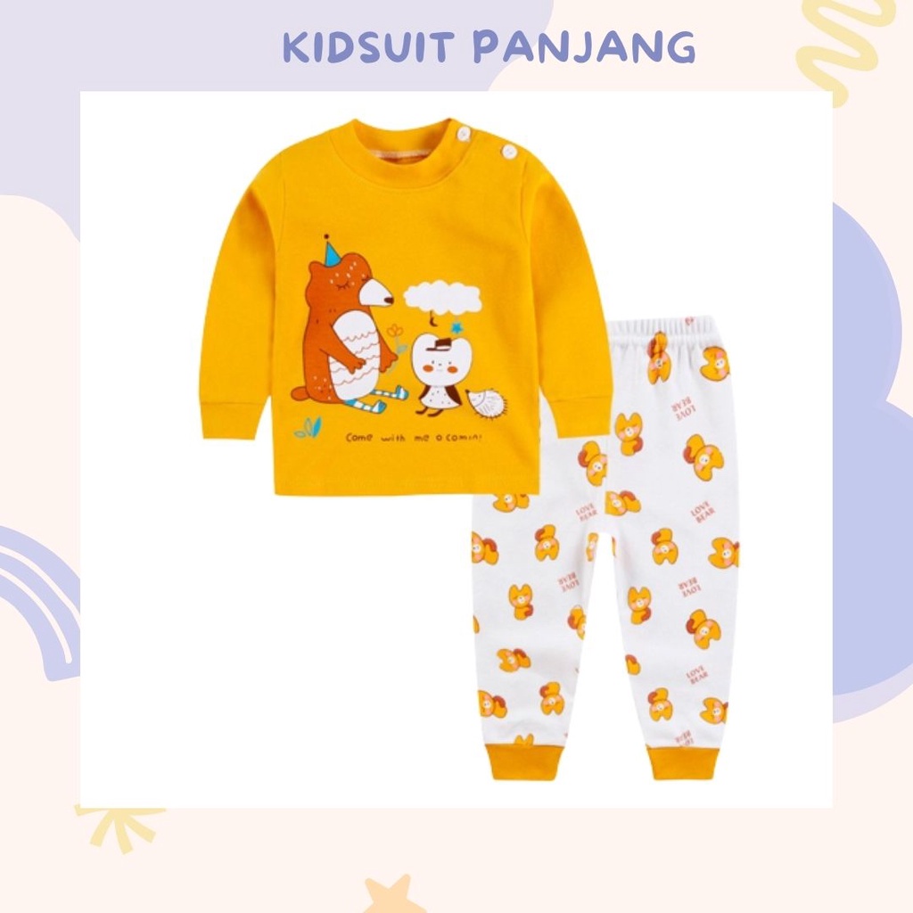 HappyOliver KIDS SUIT PANJANG Setelan Anak Bahan Kaos Lengan + Celana Berkualitas Import cewek cowok NEW1