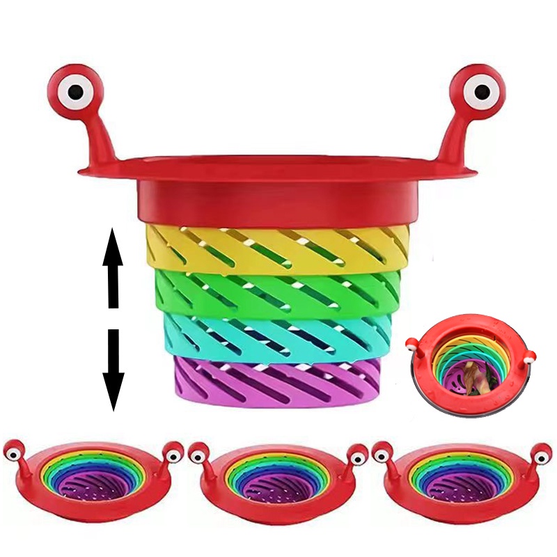 Rainbow Little Monster Drain Filter Wash Basin Floor Hair Fur Catcher Anti Bau Anti Sumbat Serba Serbi Trapper Retractable Wastafel Saringan Sisa Makanan